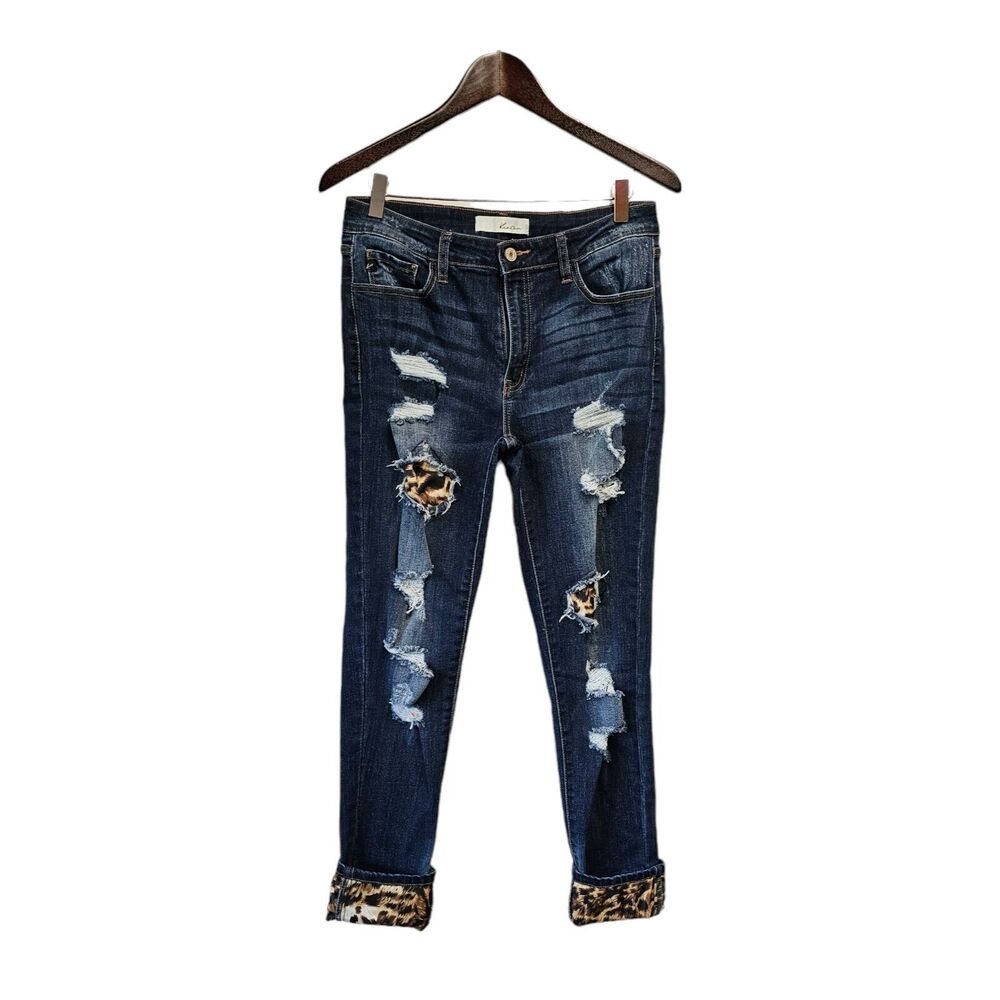 KANCAN Jeans Leopard Patches Skinny‎ 11/29 KC8191LD Animal Print